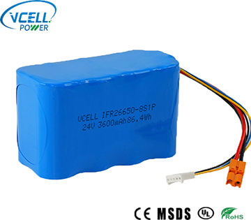 24V 3600mAh IFR26650 LiFePO4 Battery Pack