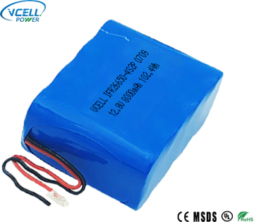 12.8V 8000mAh 26650 LiFePO4 Rechargeable Battery Pack