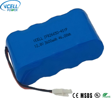 12.8V 3600mAh 4S1P 26650 LiFePo4 battery 