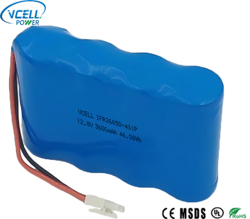 12.8V 3600mAh 4S1P 26650 LiFePo4 battery 