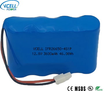 12.8V 3600mAh 4S1P 26650 LiFePo4 battery 